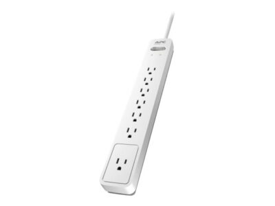 APC Essential Surgearrest PE76WG - Surge protector - AC 120 V - output connectors: 7 - 6 ft cord - gray, white