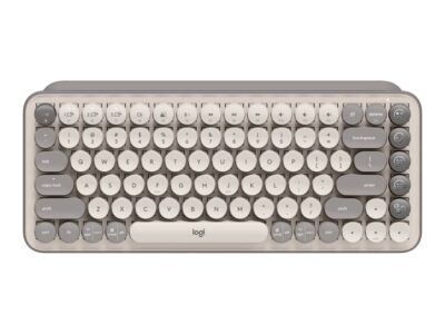 Logitech POP Keys Wireless Mechanical Keyboard with Customizable Emoji Keys - Mist - Keyboard - wireless - Bluetooth LE, Bluetooth 5.1 - key switch: Brown Tactile - mist sand
