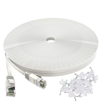 Jadaol Ethernet Cable Cat6 100ft Indoor / Outdoor - White