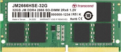 Transcend JetRAM - DDR4 - module - 32 GB - SO-DIMM 260-pin - 2666 MHz / PC4-21300 - CL19 - 1.2 V - unbuffered - non-ECC
