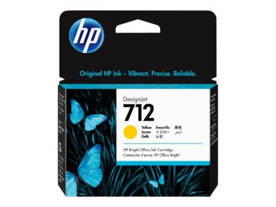 HP 712 - 29 ml - yellow - original - DesignJet - ink cartridge - for DesignJet Studio, T210, T230, T250, T630, T650