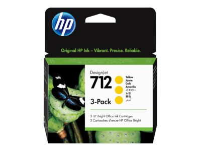HP 712 - 3-pack - 29 ml - yellow - original - DesignJet - ink cartridge - for DesignJet Studio, T210, T230, T250, T630, T650