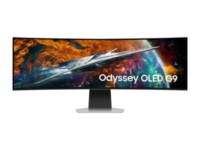 Samsung Odyssey OLED G9 S49CG954SN - G95SC Series - OLED monitor - Smart - gaming - curved - 49" - 5120 x 1440 Dual Quad HD @ 240 Hz - 250 cd/m² - 1000000:1 - DisplayHDR 400 True Black - 0.03 ms - DisplayPort, Micro HDMI, HDMI - speakers - silver