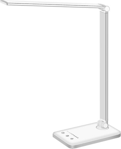 White Crown LED Desk Lamp Dimmable with USB Charging