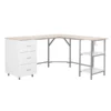 Techni Mobili - L-Shape Home Office Two-Tone Desk with Storage