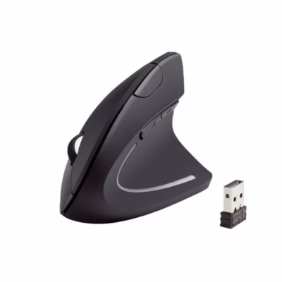 iMicro MO-WVEO01 - Vertical mouse - ergonomic - optical - 6 buttons - wireless - 2.4 GHz - USB wireless receiver - black
